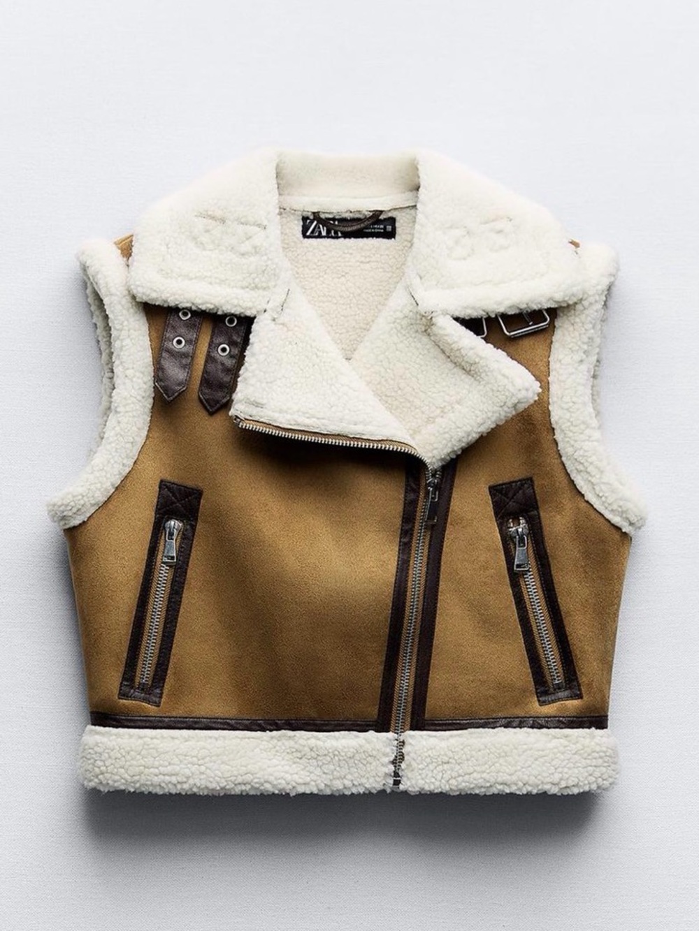 Zara faux suede shearling vest